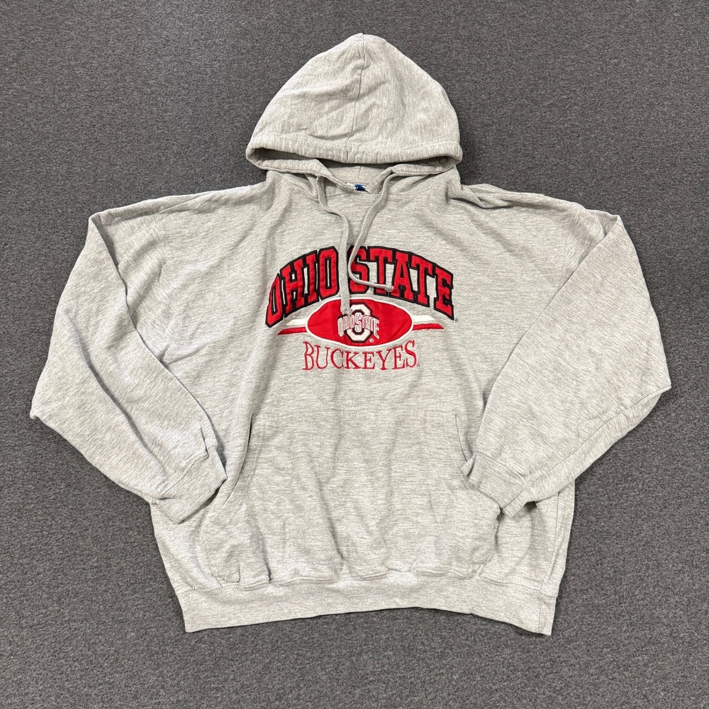 Vintage NCAA Ohio State Buckeyes Hoodie Mens Large Gray Good Embroidered Graphic